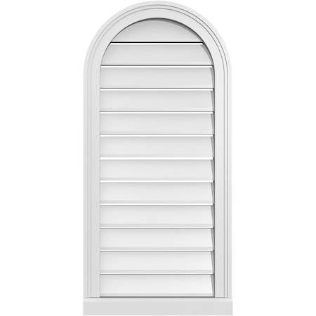 Ekena Millwork Round Top Surface Mount PVC Gable Vent: Functional, w/ 2"W x 2"P Brickmould Sill Frame, 18"W x 38"H GVPRT18X3803SF